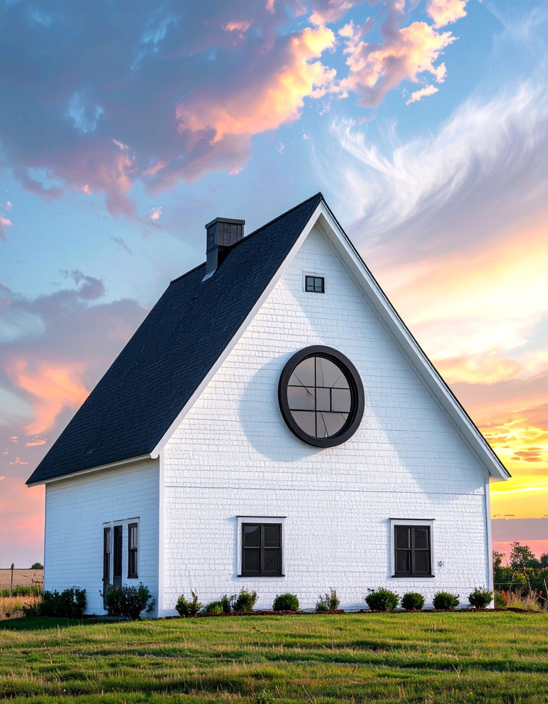 White Farmhouse with Black Gabled Windows - 25 White Farmhouse With Black Windows Ideas