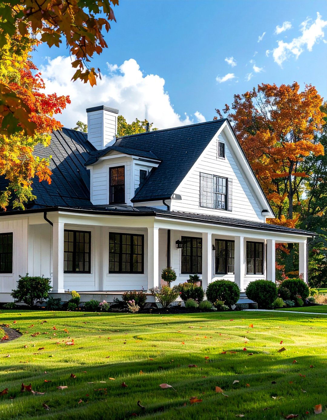 White Farmhouse with Black Trim and Windows - 25 White Farmhouse With Black Windows Ideas