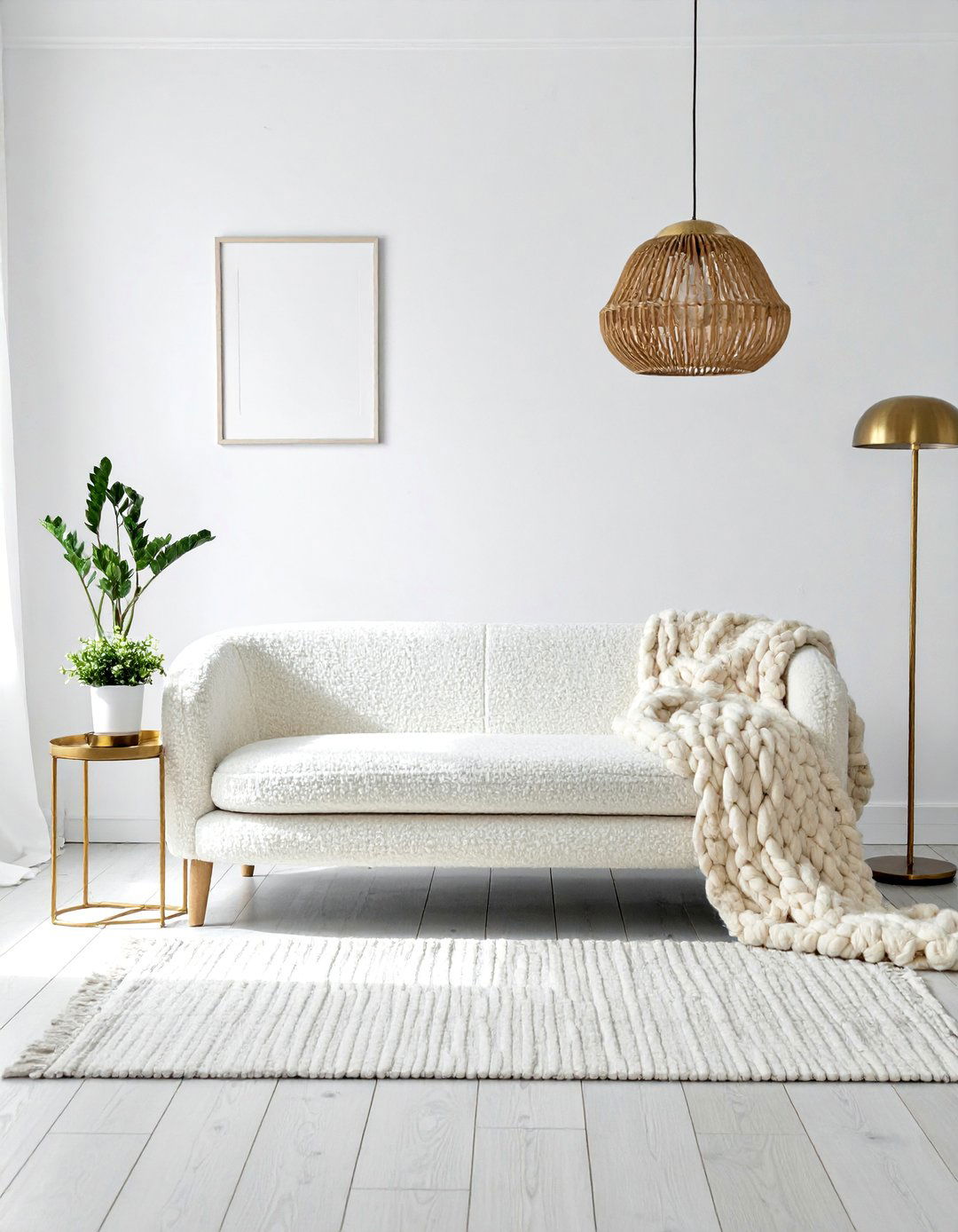 White and Gold Living Room with Layered Textures - 25 White and Gold Living Room Ideas for Elegance