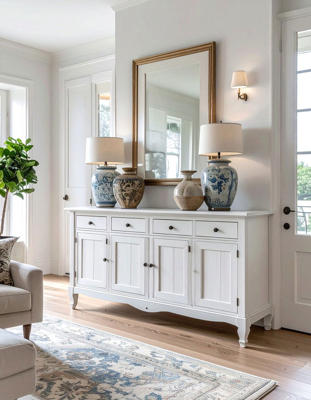 Whitewashed Sideboard - 40 French Country Living Room Ideas for a Cozy Space
