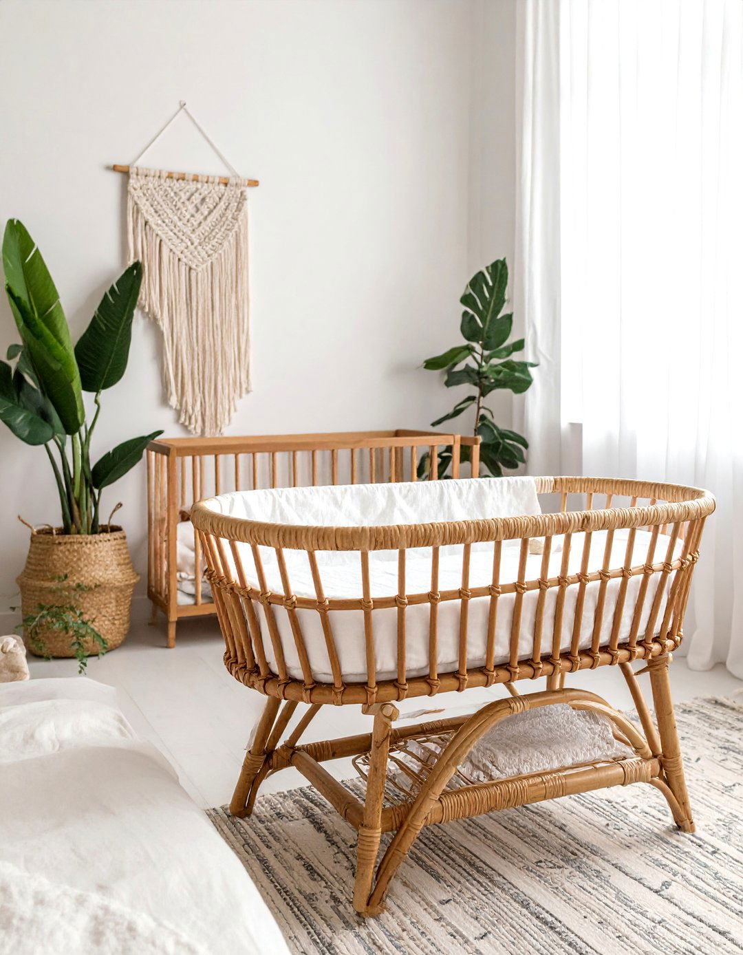 Wicker Bassinet for a Newborn Boho Nursery - 30 Boho Nursery Ideas for a Cozy and Stylish Space