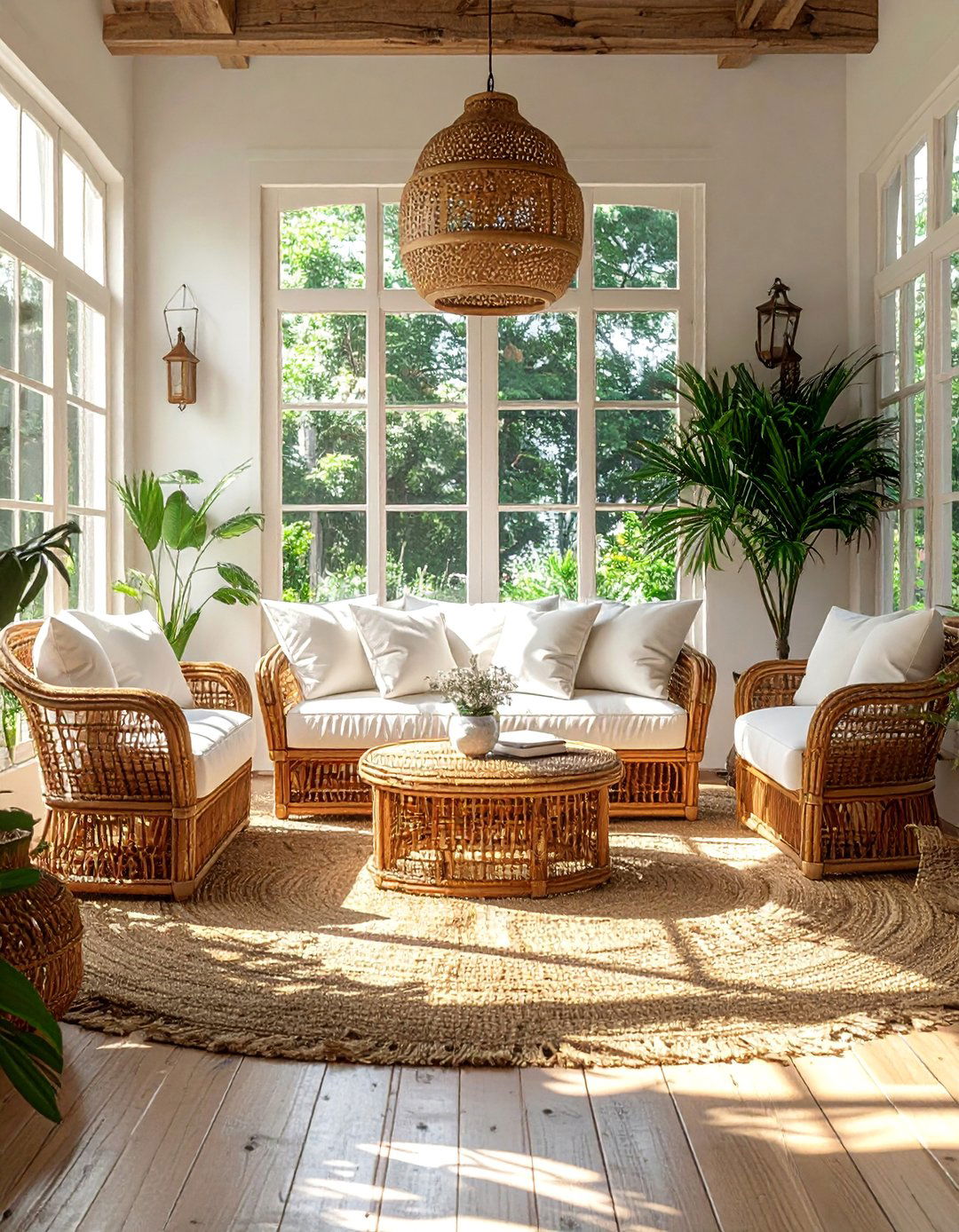 Wicker and Rattan Furniture Sets - 25 Farmhouse Sunroom Ideas for a Cozy Retreat