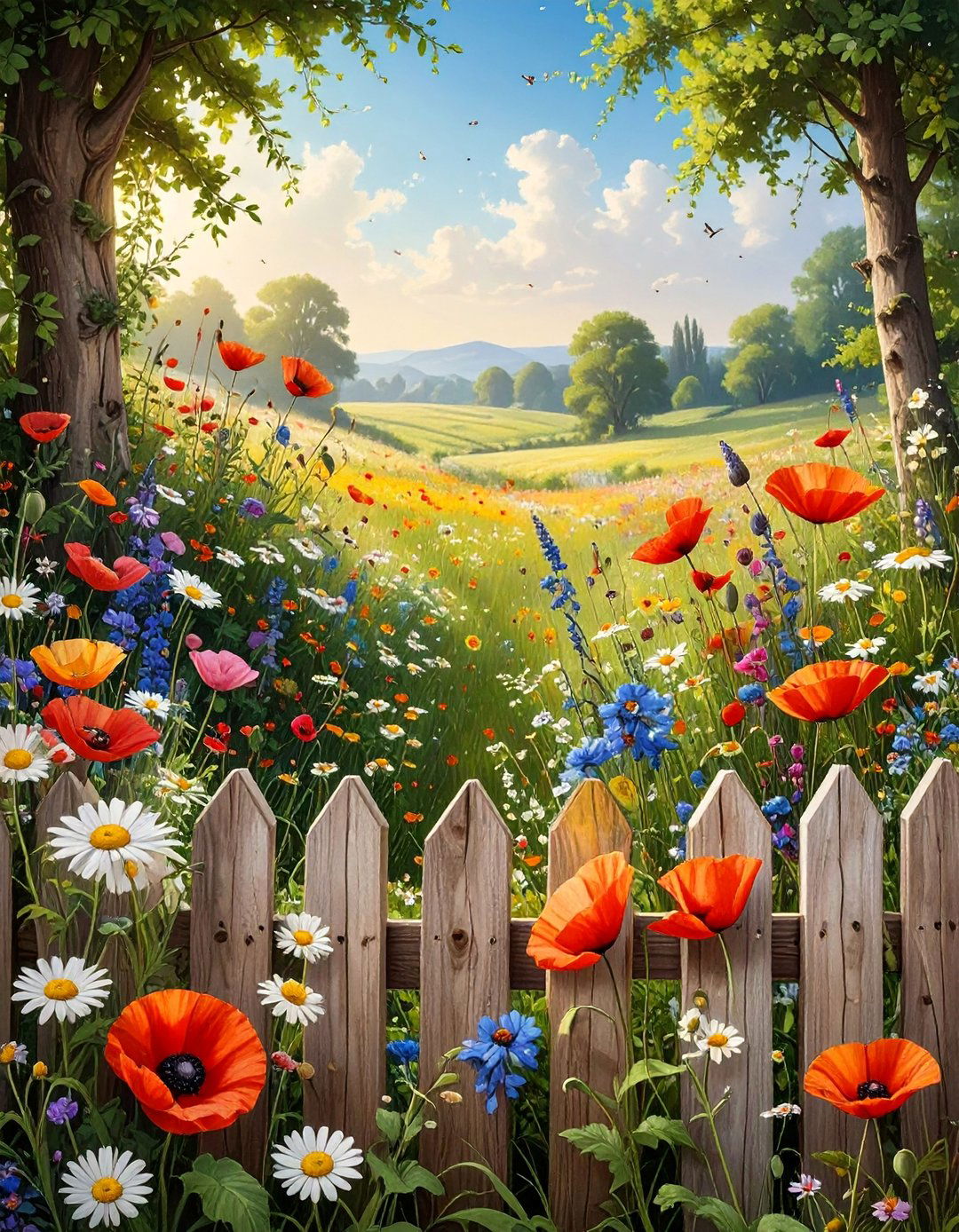 Wildflower Meadow Garden Mural - 30 Garden Mural Ideas to Brighten Your Outdoor Space