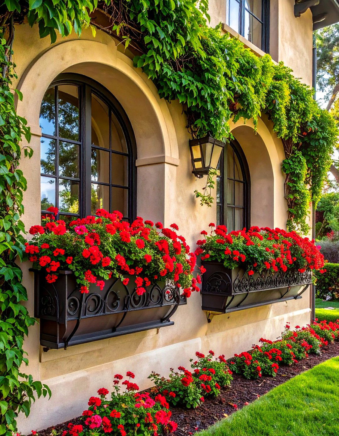 Window Boxes with Trailing Flowers - 20 Front Yard Spanish Style Landscaping Ideas