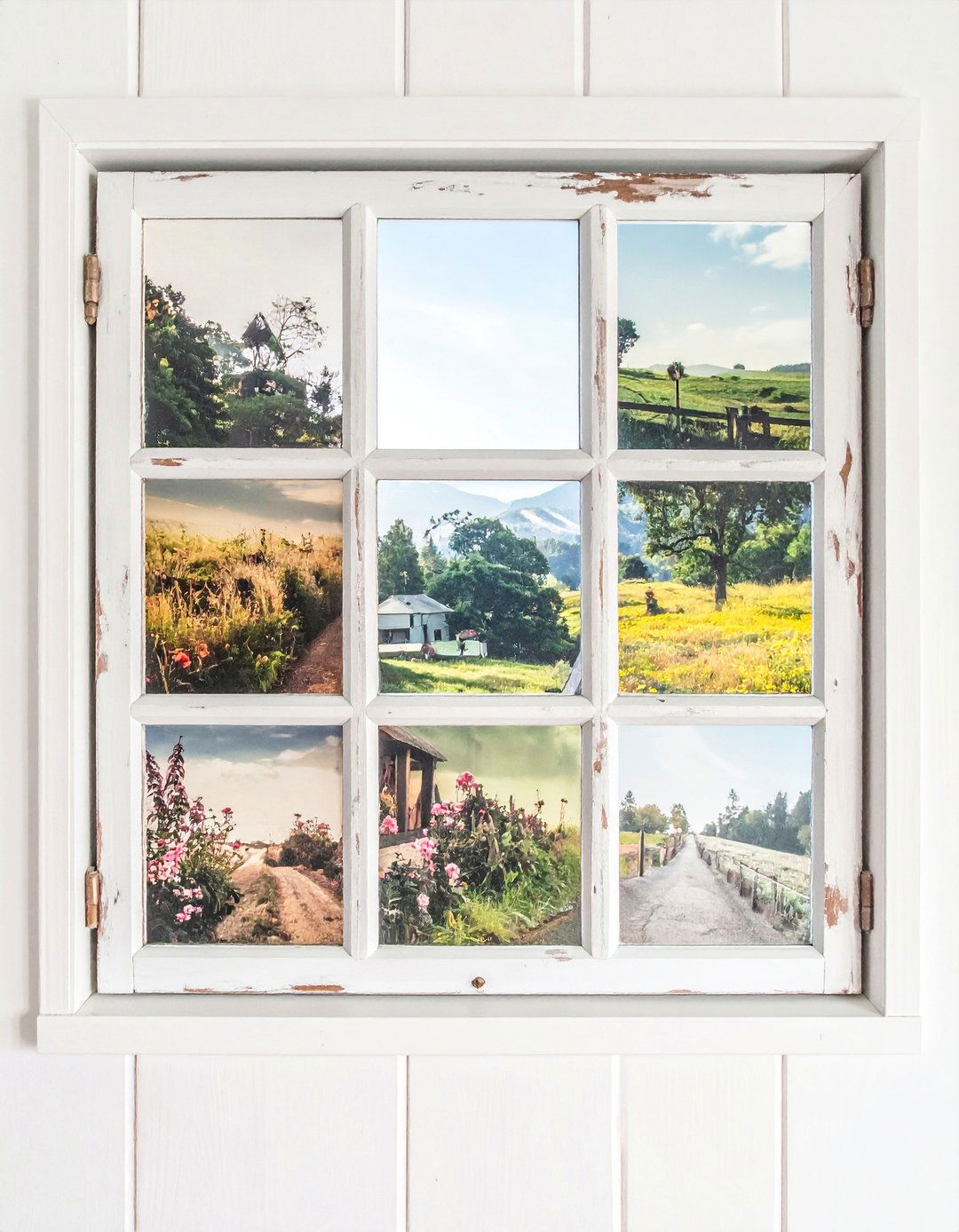 Window Pane Photo Wall - 40 Photo Wall Ideas to Personalize Your Living Space