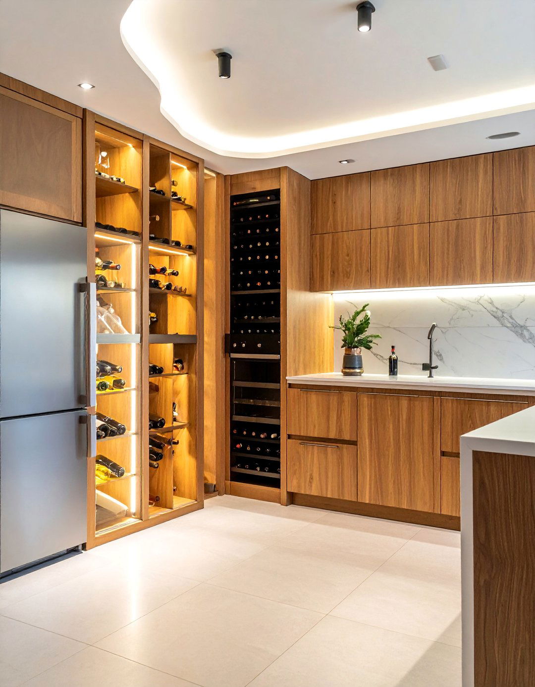 Wine Storage Integration - 40 Small Kitchen Ideas for Efficient and Stylish Spaces
