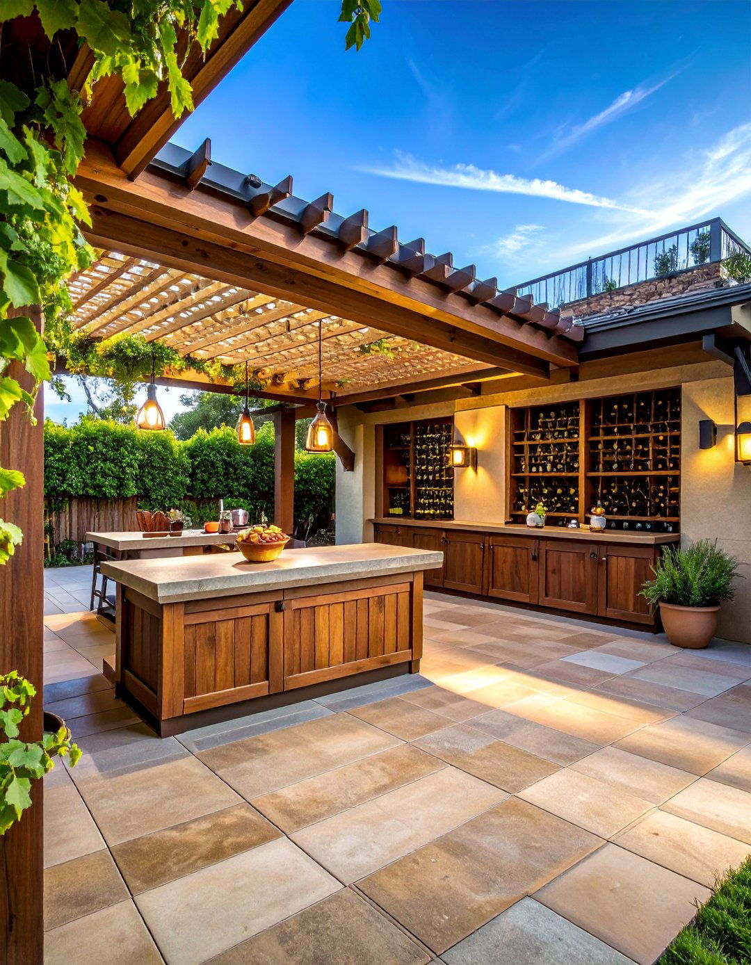 Wine Tasting Deck with Vineyard Patio - 30 Deck and Patio Combination Ideas for Outdoor Living