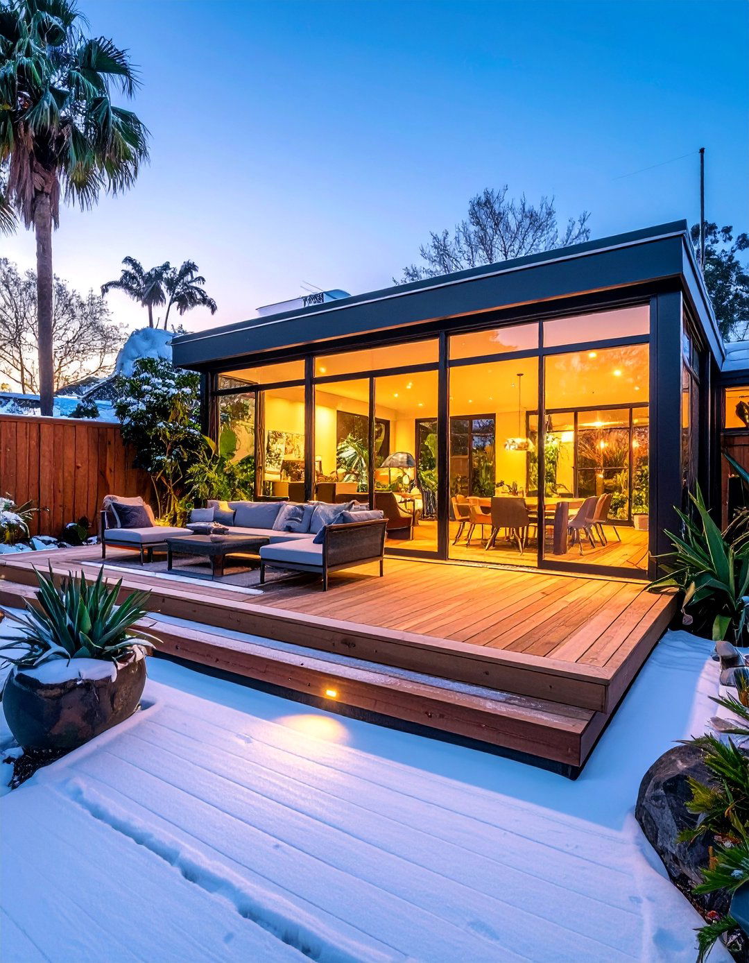 Winter Sanctuary Heated Deck with Greenhouse Patio - 30 Deck and Patio Combination Ideas for Outdoor Living