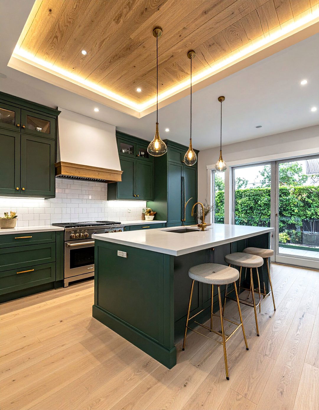 Wood Ceiling Kitchen with Integrated Lighting - 15 Wood Ceiling Kitchen Ideas for a Cozy Ambiance