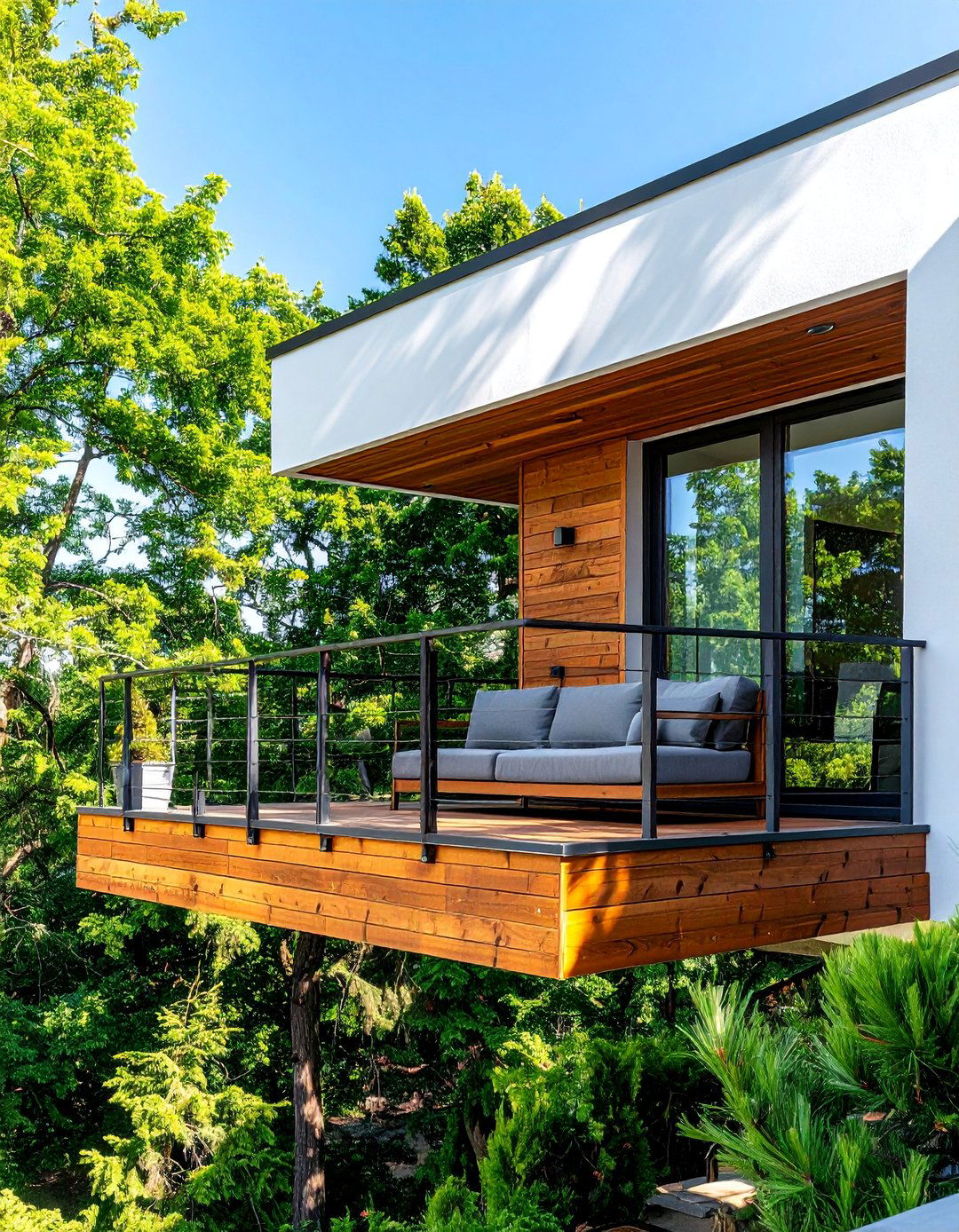 Wood Clad Cantilever Balcony - 20 Cantilever Balcony Ideas for Modern Homes