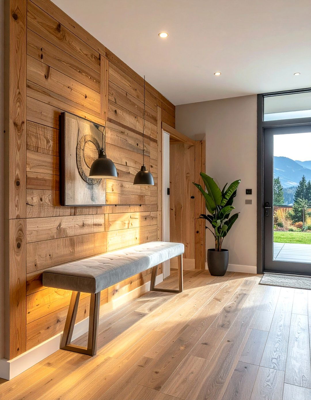 Wood Plank Accent Wall - 40 Small Entryway Ideas for Stylish First Impressions