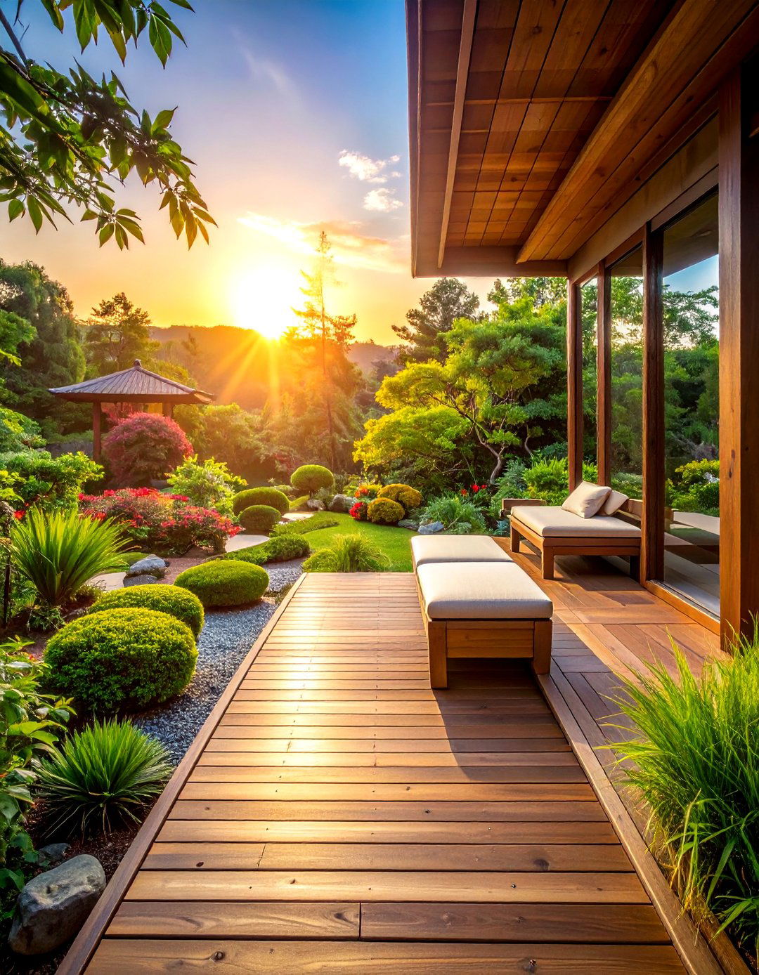 Wooden Deck Viewing Platform - 40 Japanese Garden Ideas for a Serene Outdoor Retreat