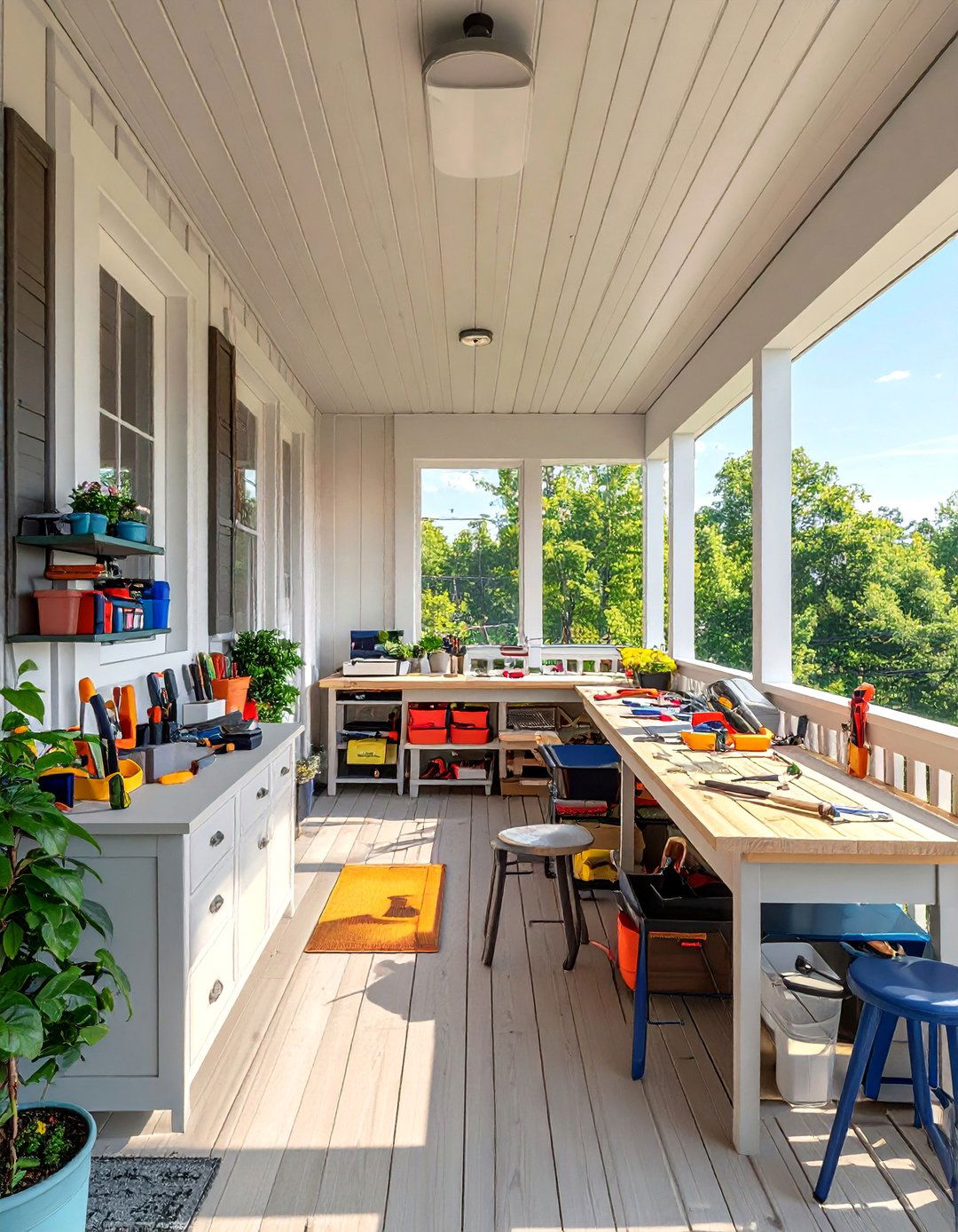 Workshop and Hobby Space - 25 Enclosed Porch Ideas for Year-Round Enjoyment