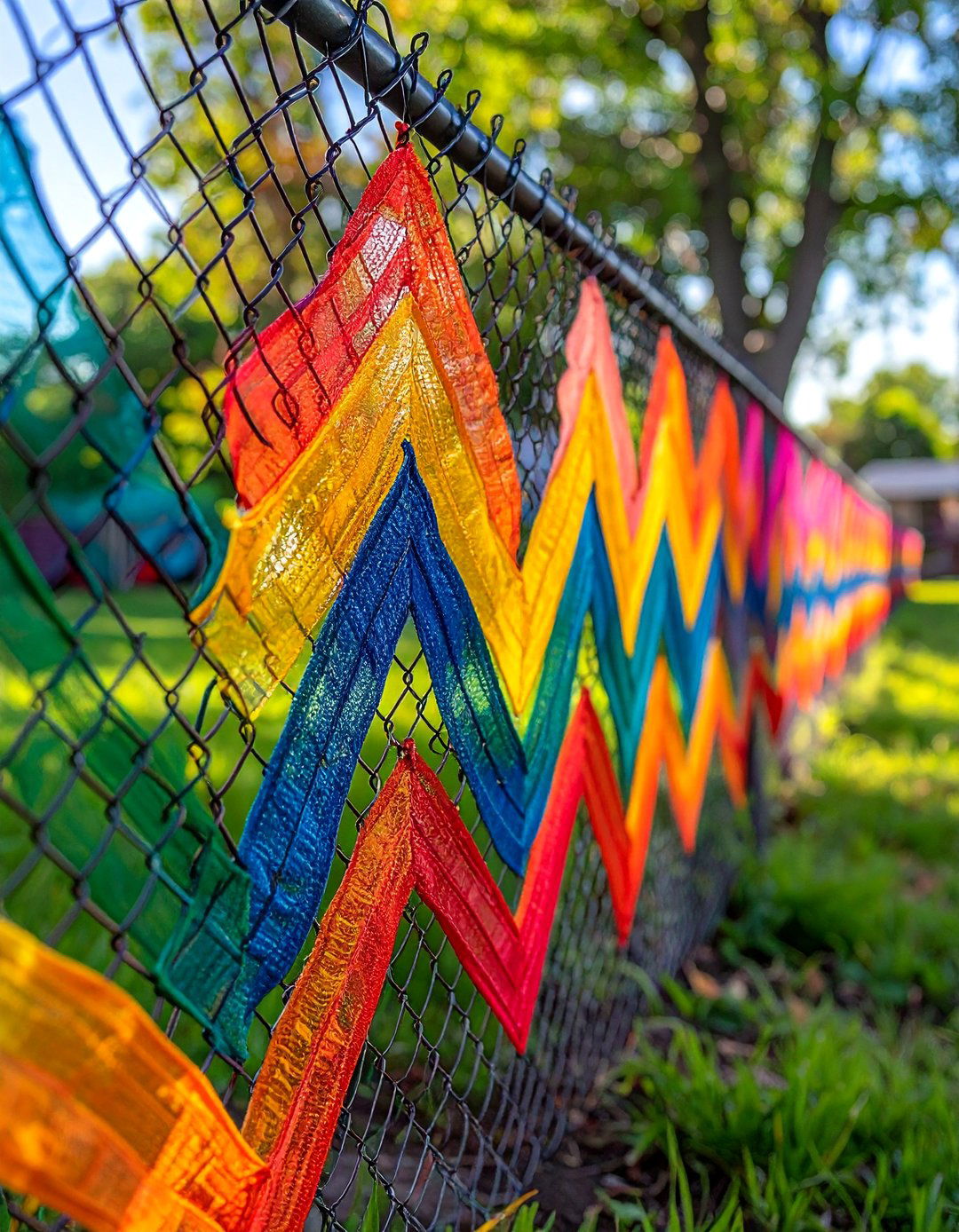 Woven Fabric and Ribbon Fence Art - 20 Fence Art Ideas to Beautify Your Outdoor Space