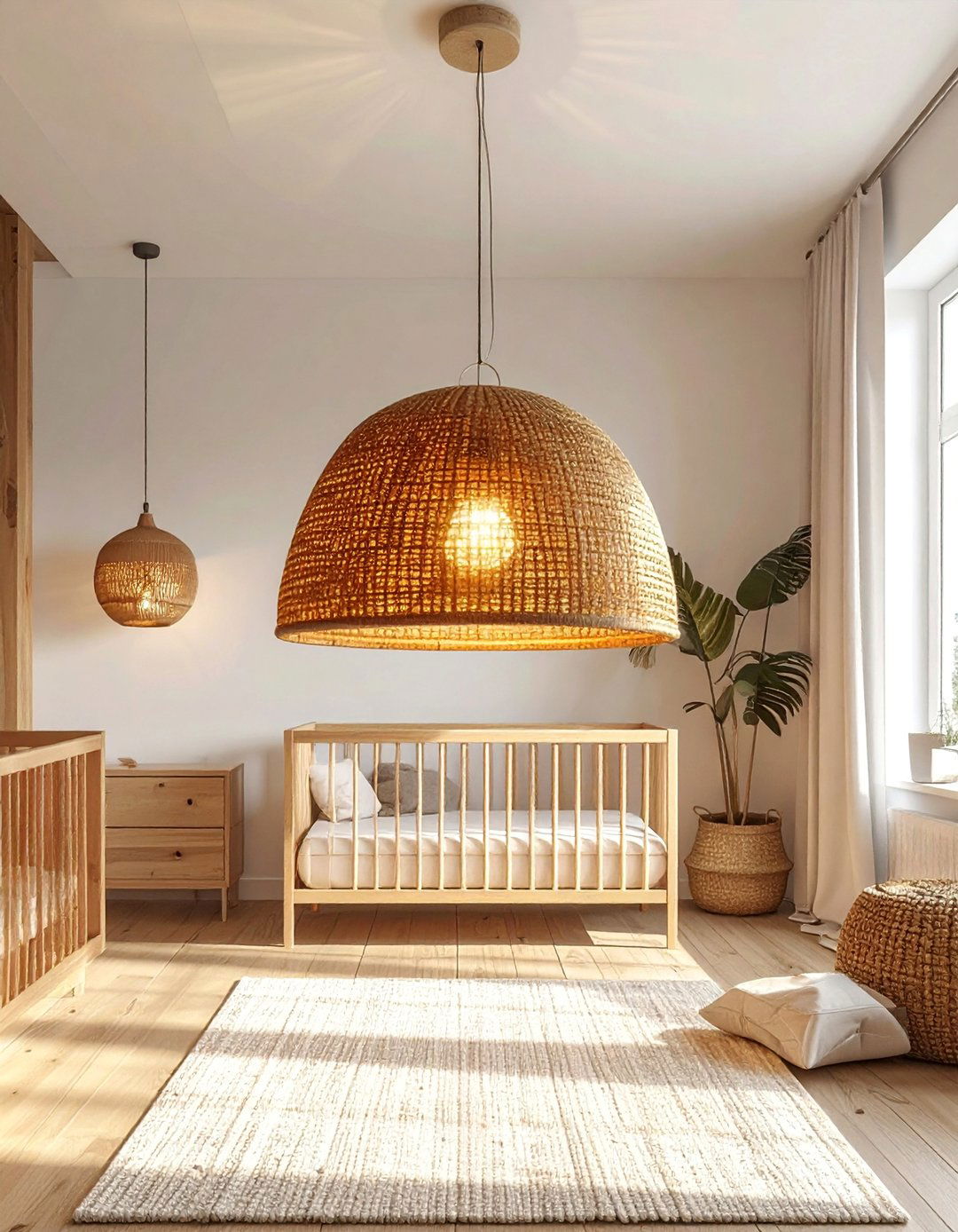Woven Pendant Light as a Boho Nursery Fixture - 30 Boho Nursery Ideas for a Cozy and Stylish Space