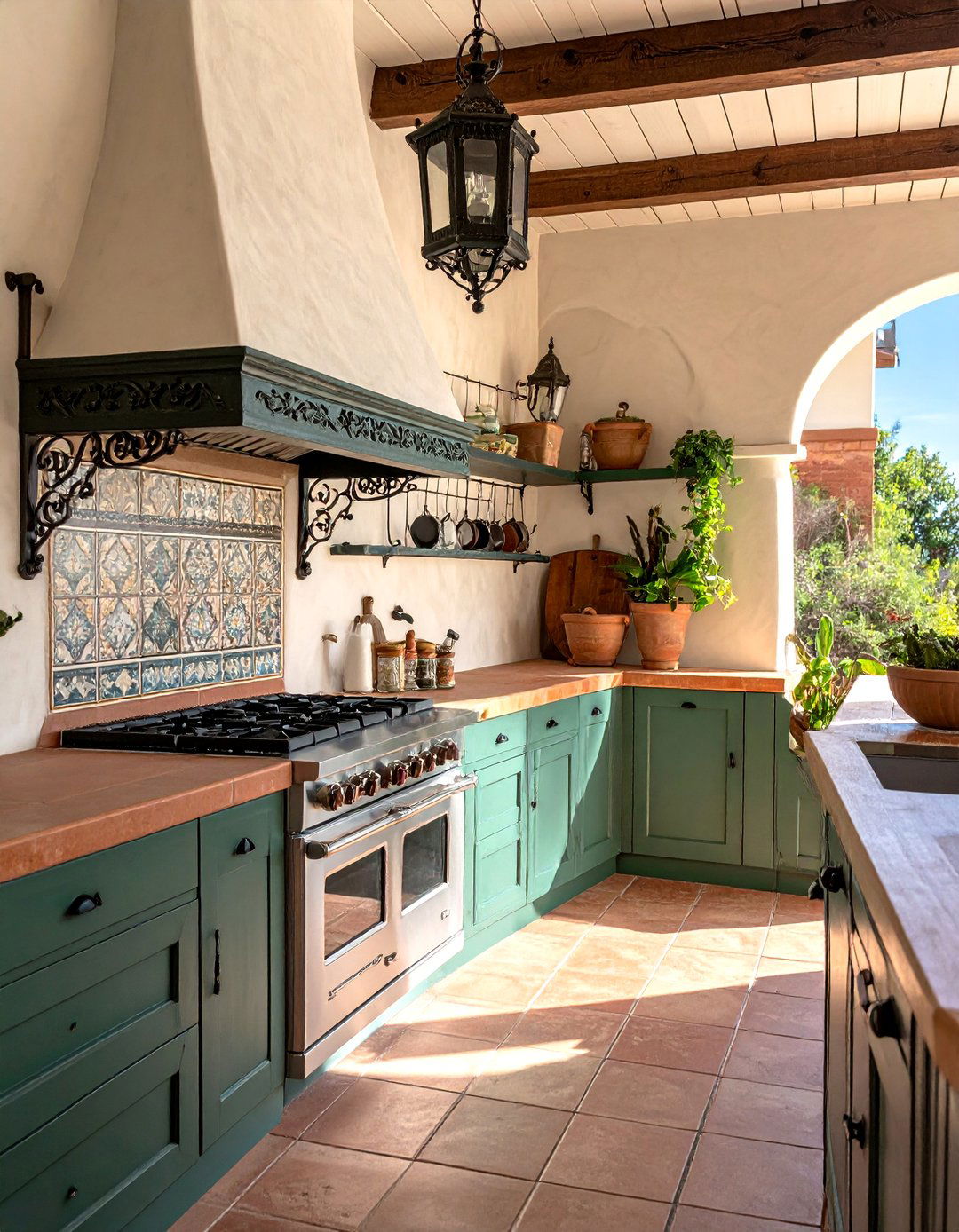Wrought Iron Accents in a Mexican Outdoor Kitchen - 20 Mexican Outdoor Kitchen Ideas for Entertaining