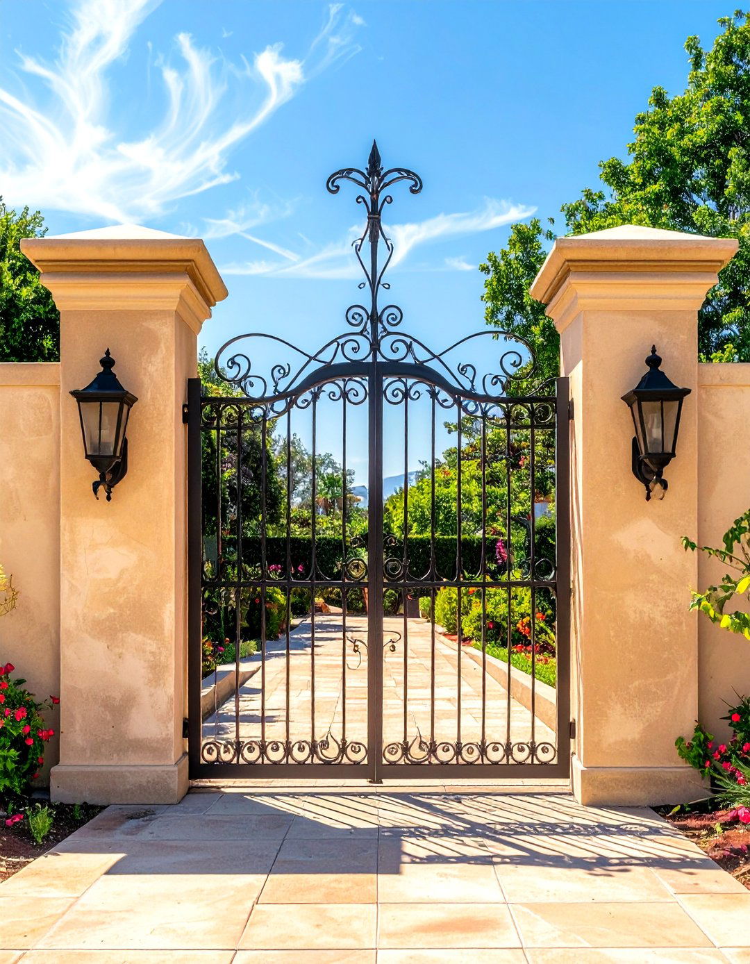 Wrought Iron Gates and Fencing - 20 Front Yard Spanish Style Landscaping Ideas