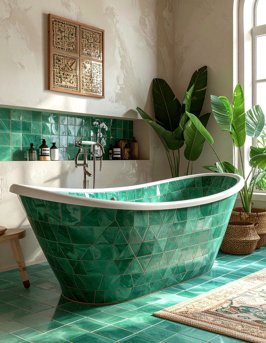 Zellige Terracotta Bathtub Tiles - 40 Bathtub Tile Ideas for a Stunning Bathroom