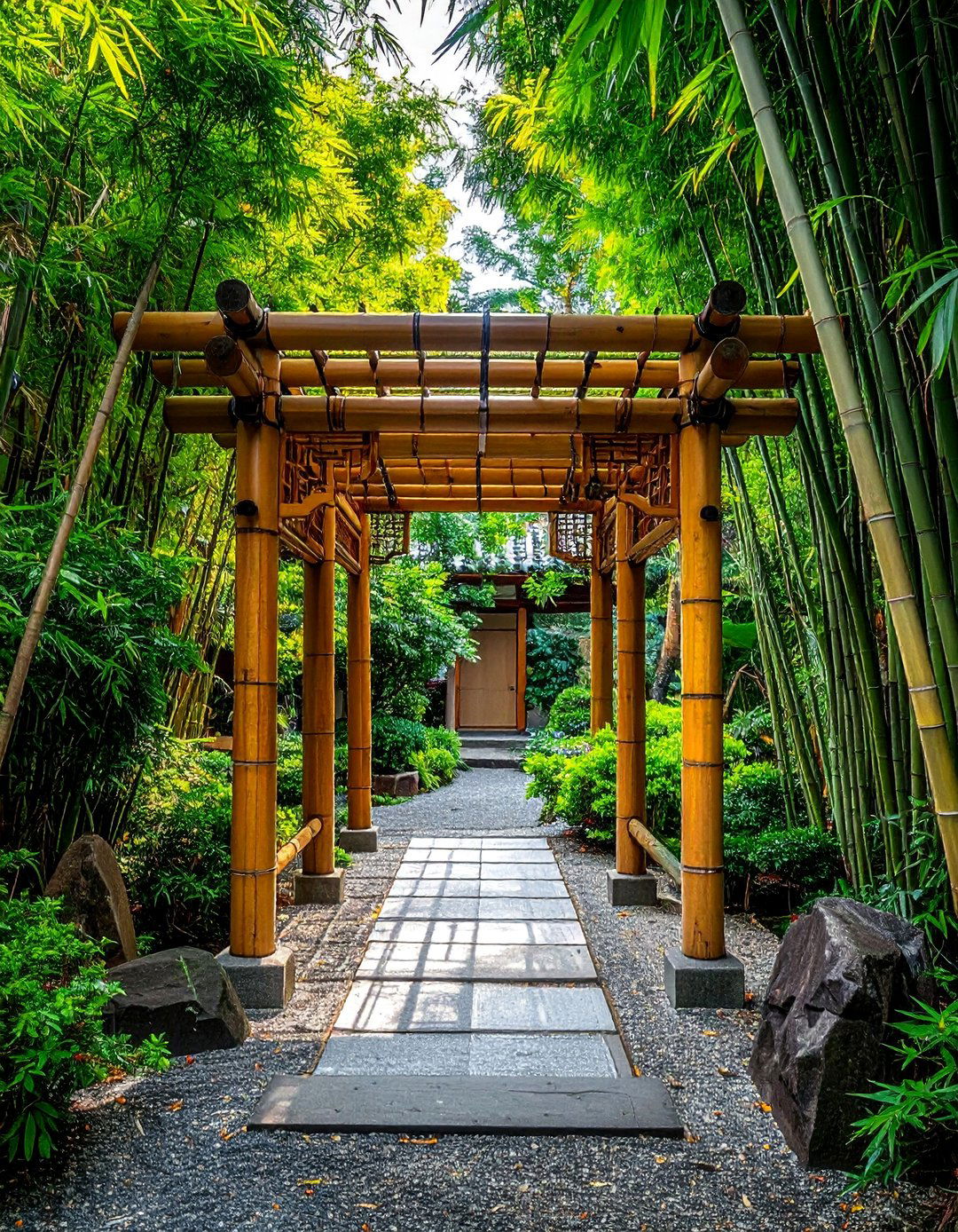 Zen Garden Bamboo Gateway - 40 Garden Arbor Ideas for a Charming Outdoor Retreat