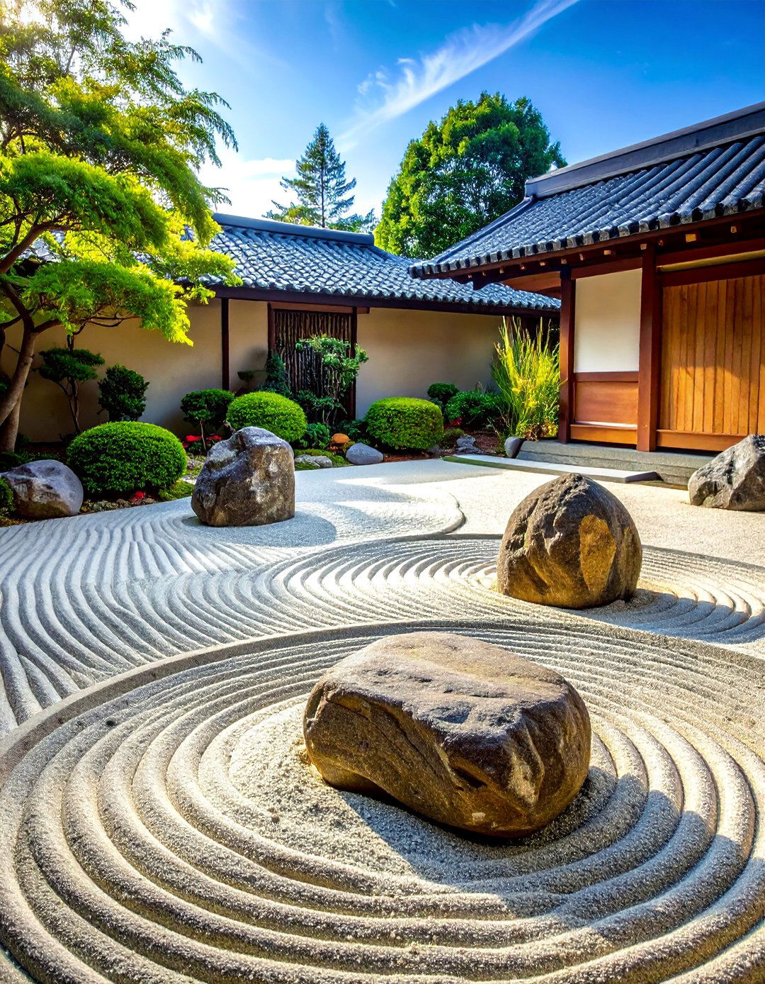 Zen Rock Garden with Raked Gravel Patterns - 40 Japanese Garden Ideas for a Serene Outdoor Retreat
