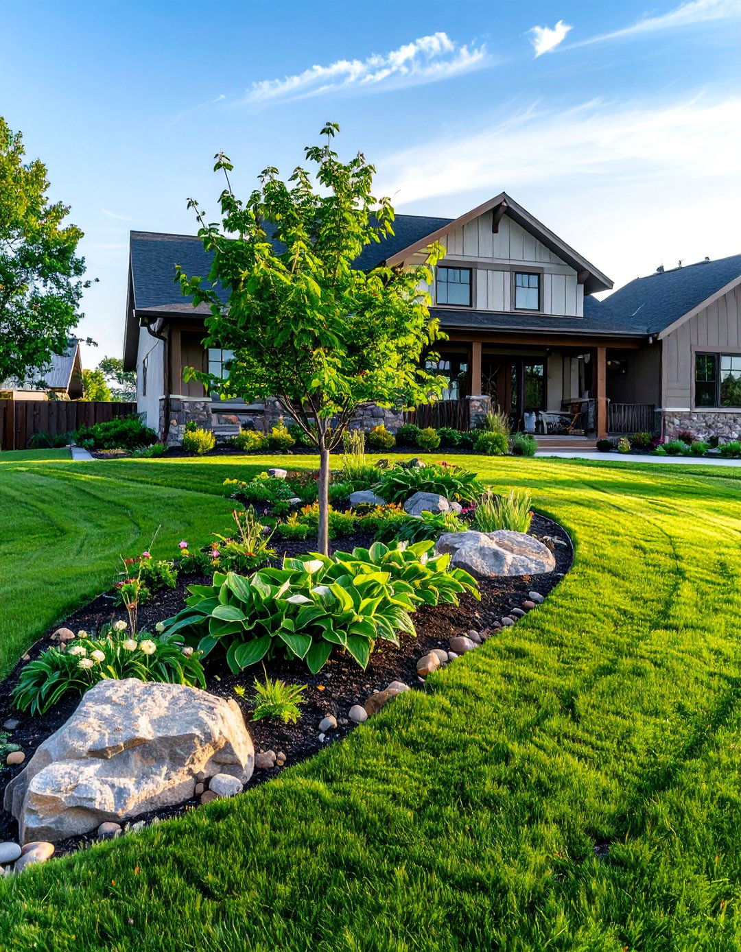 A Berm in the Front Yard of a Ranch House - 30 Ranch House Landscaping Ideas for Curb Appeal