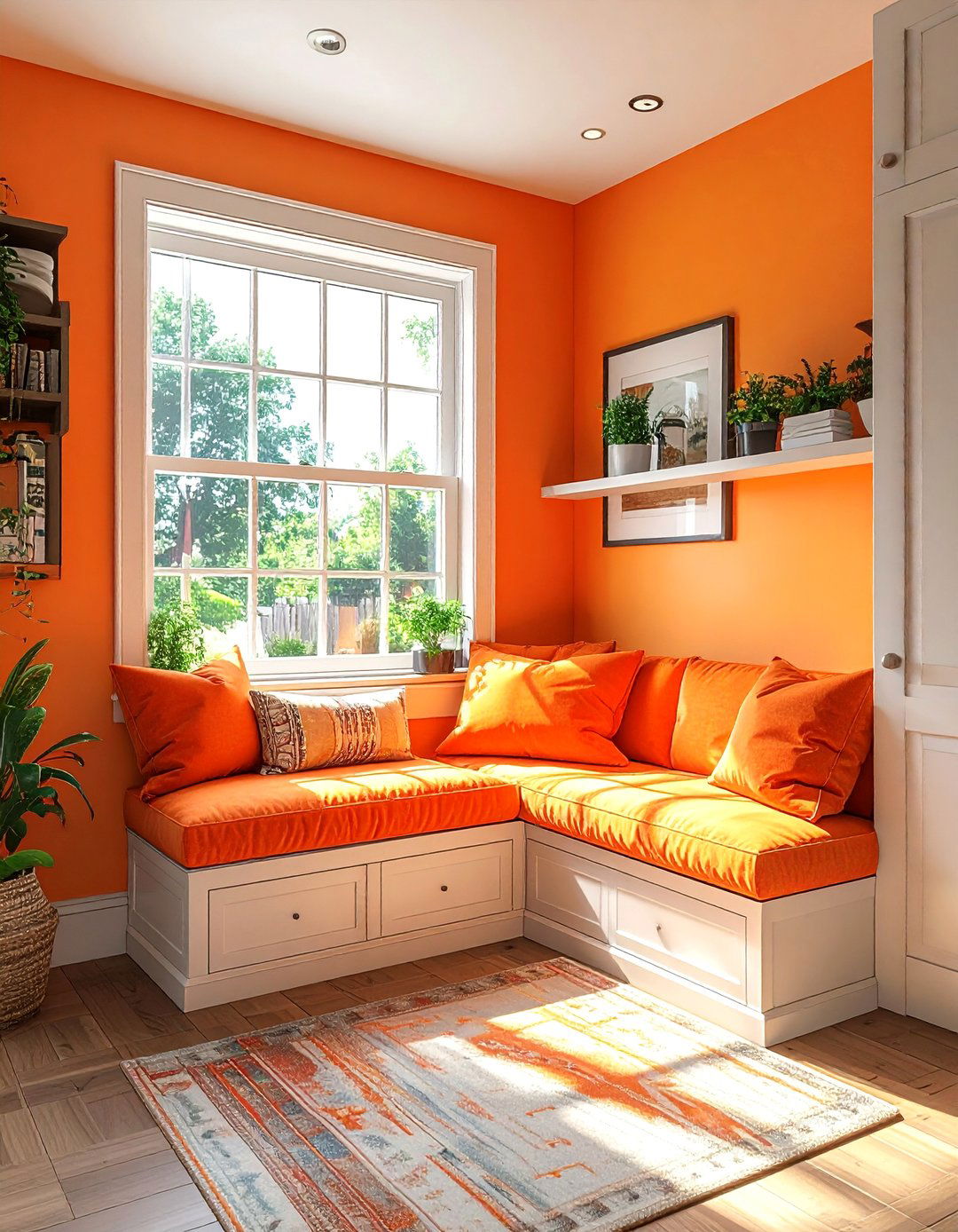 A Cantaloupe Orange Dining Nook - 30 Orange Room Ideas to Brighten Your Home
