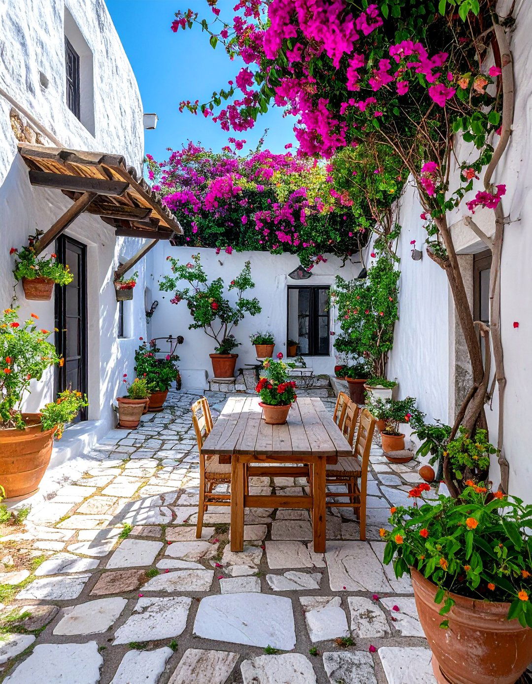 A Central Courtyard Greek Garden Design - 30 Greek Garden Ideas for a Mediterranean Oasis