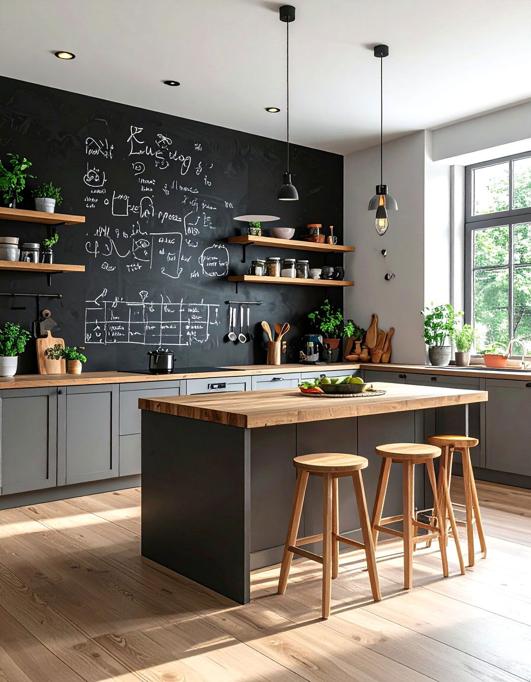 A Chalkboard or Whiteboard Wall - 40 Kitchen Decor Ideas to Refresh Your Cooking Space