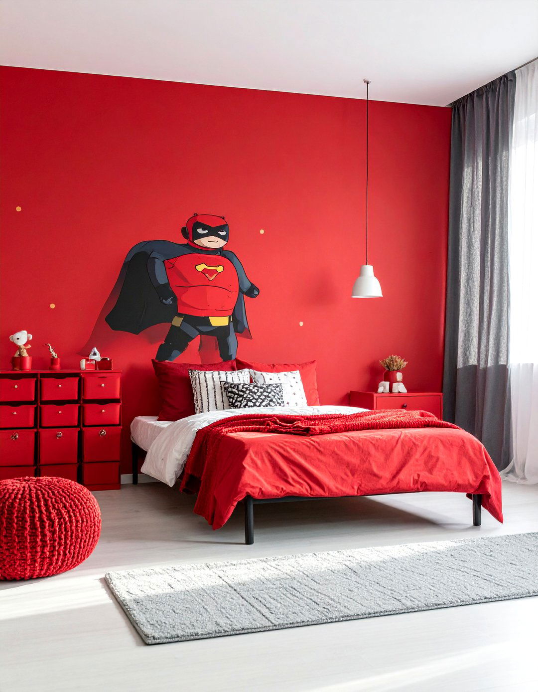 A Childs Red Bedroom with Themed Decor - 20 Red Bedroom Ideas to Create a Bold and Cozy Space