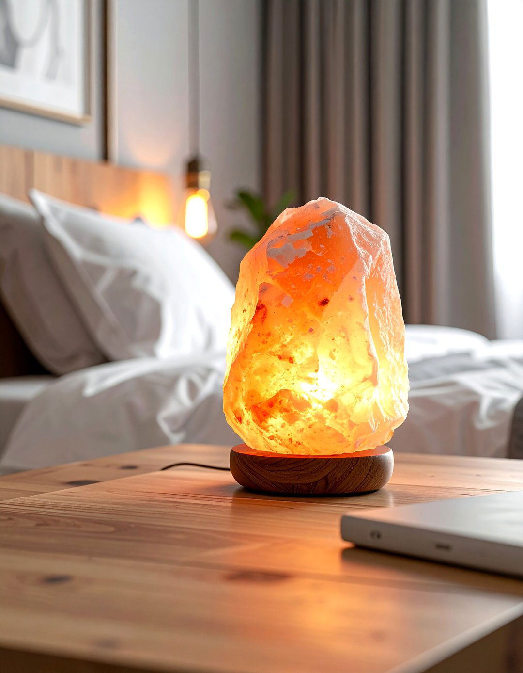 A Chill Aesthetic Room with a Himalayan Salt Lamp - 25 Chill Aesthetic Room Ideas for a Relaxing Ambiance