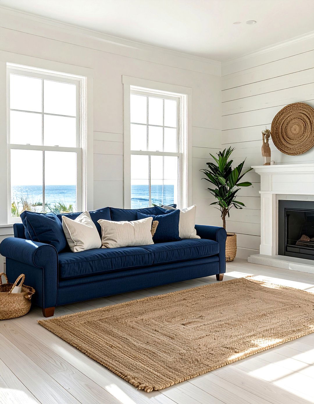 A Coastal Inspired Navy and Cream Theme - 25 Navy and Cream Living Room Ideas for Timeless Elegance
