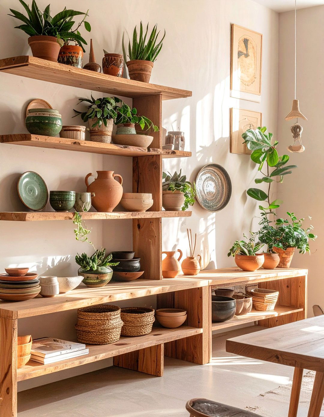 A Collection of Mismatched Ceramics - 20 Bohemian Desert Decor Ideas for a Warm and Inviting Home