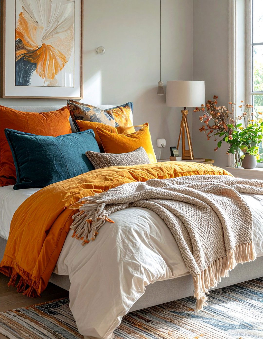 A Collection of Mismatched Throw Pillows - 40 Cozy Bedroom Ideas for a Relaxing Retreat