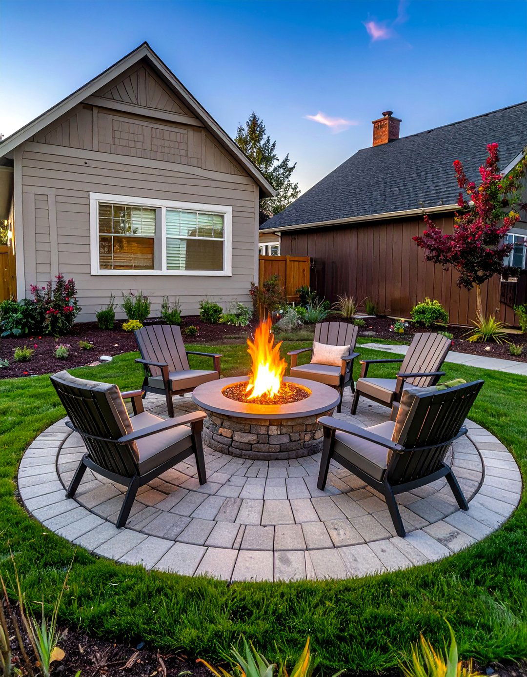 A Compact Front Yard Fire Pit Area - 40 Small Front Yard Landscaping Ideas to Boost Curb Appeal