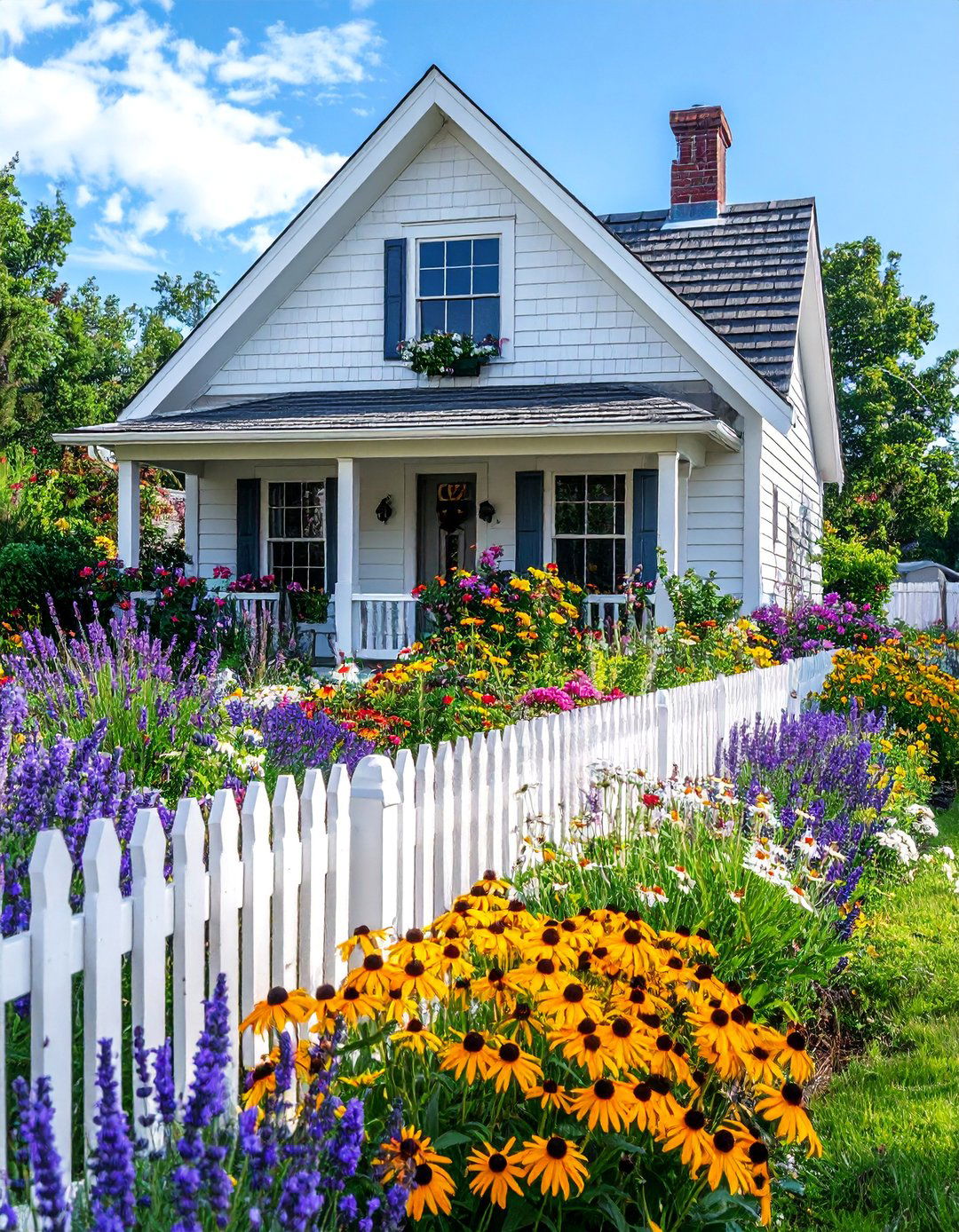 A Cottage Garden with Mixed Wildflowers - 40 Small Front Yard Landscaping Ideas to Boost Curb Appeal