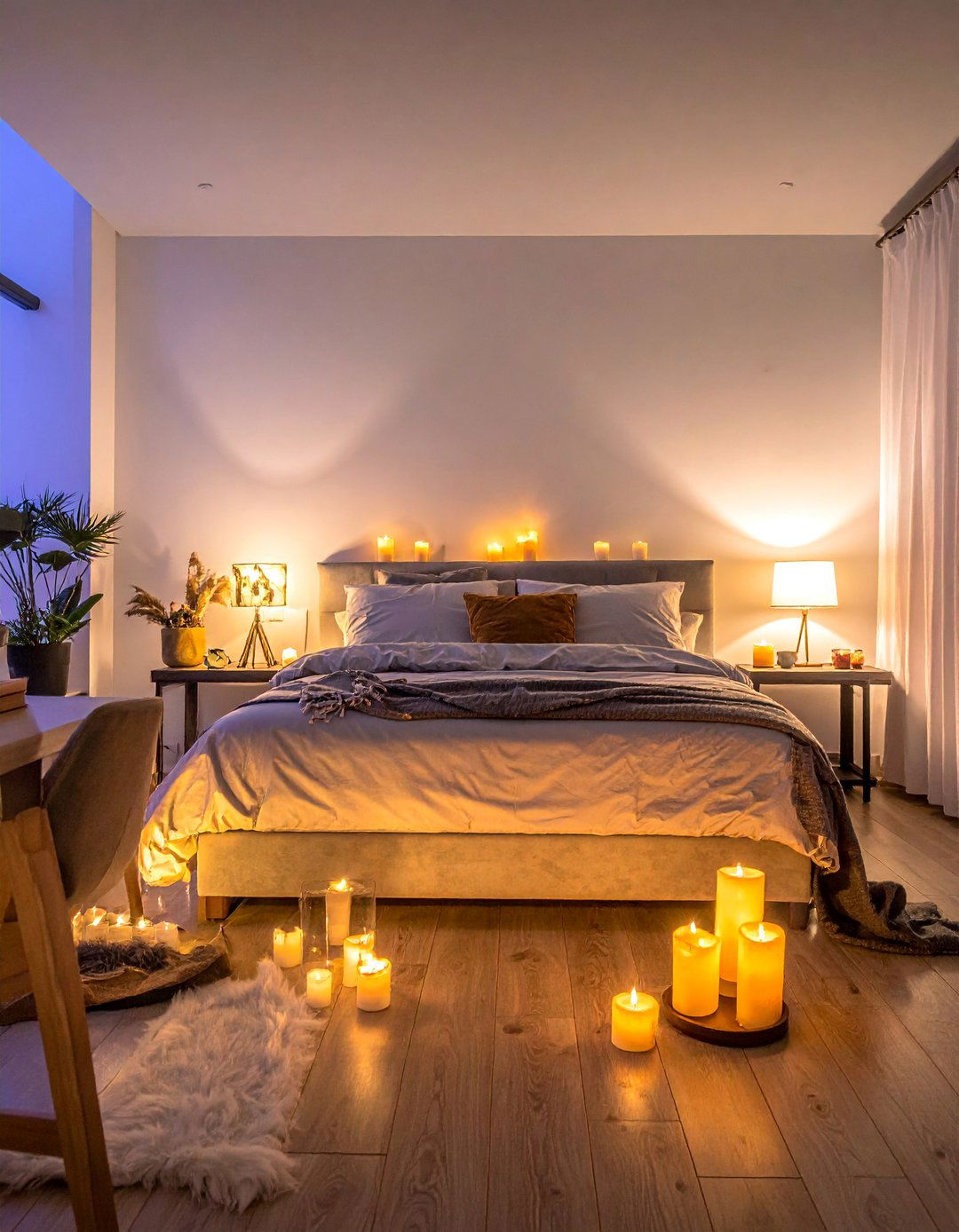 A Dark Academia Bedroom with Layered Ambient Lighting - 25 Dark Academia Bedroom Ideas for a Moody, Intellectual Look