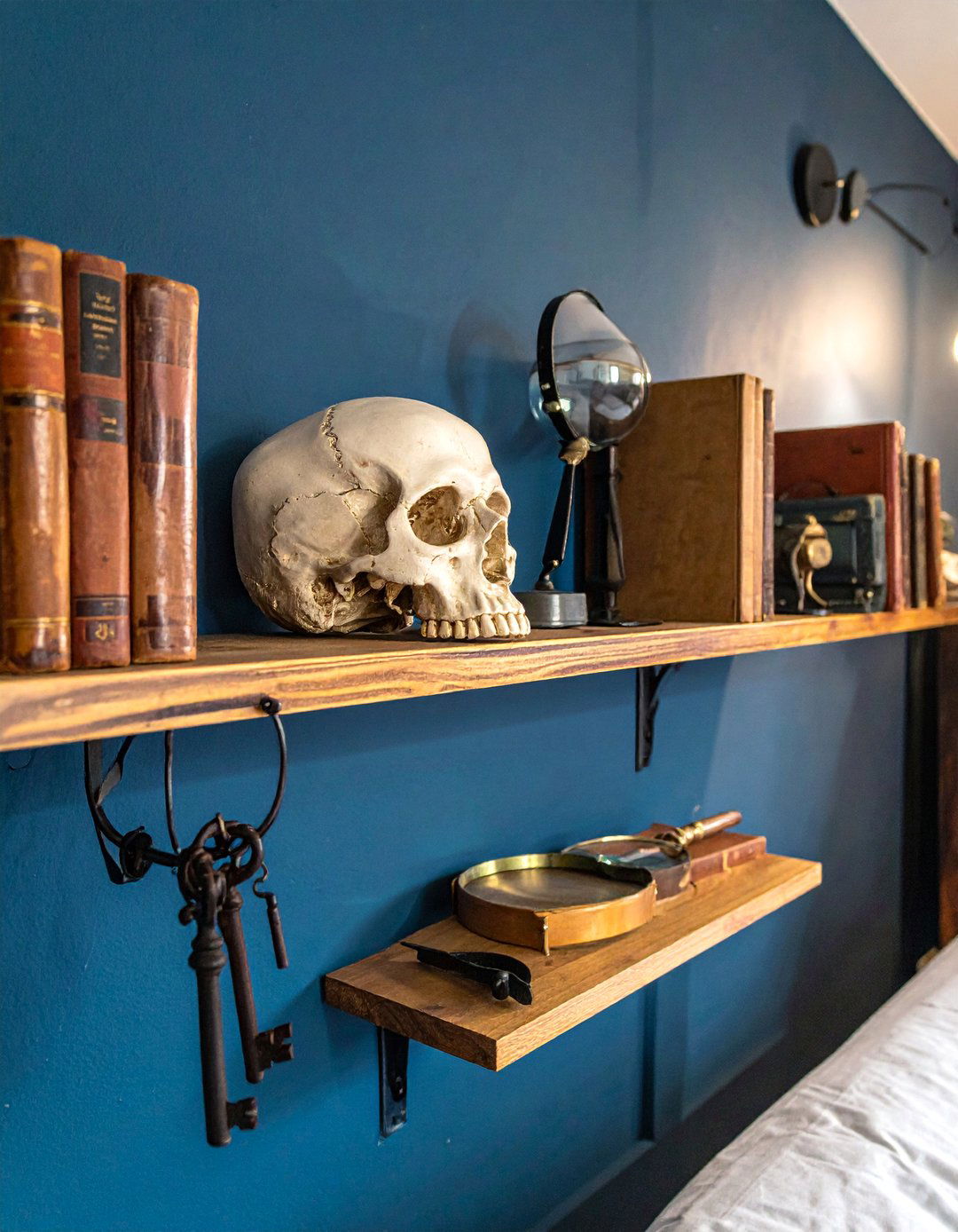 A Dark Academia Bedroom with a Curated Collection of Curiosities - 25 Dark Academia Bedroom Ideas for a Moody, Intellectual Look
