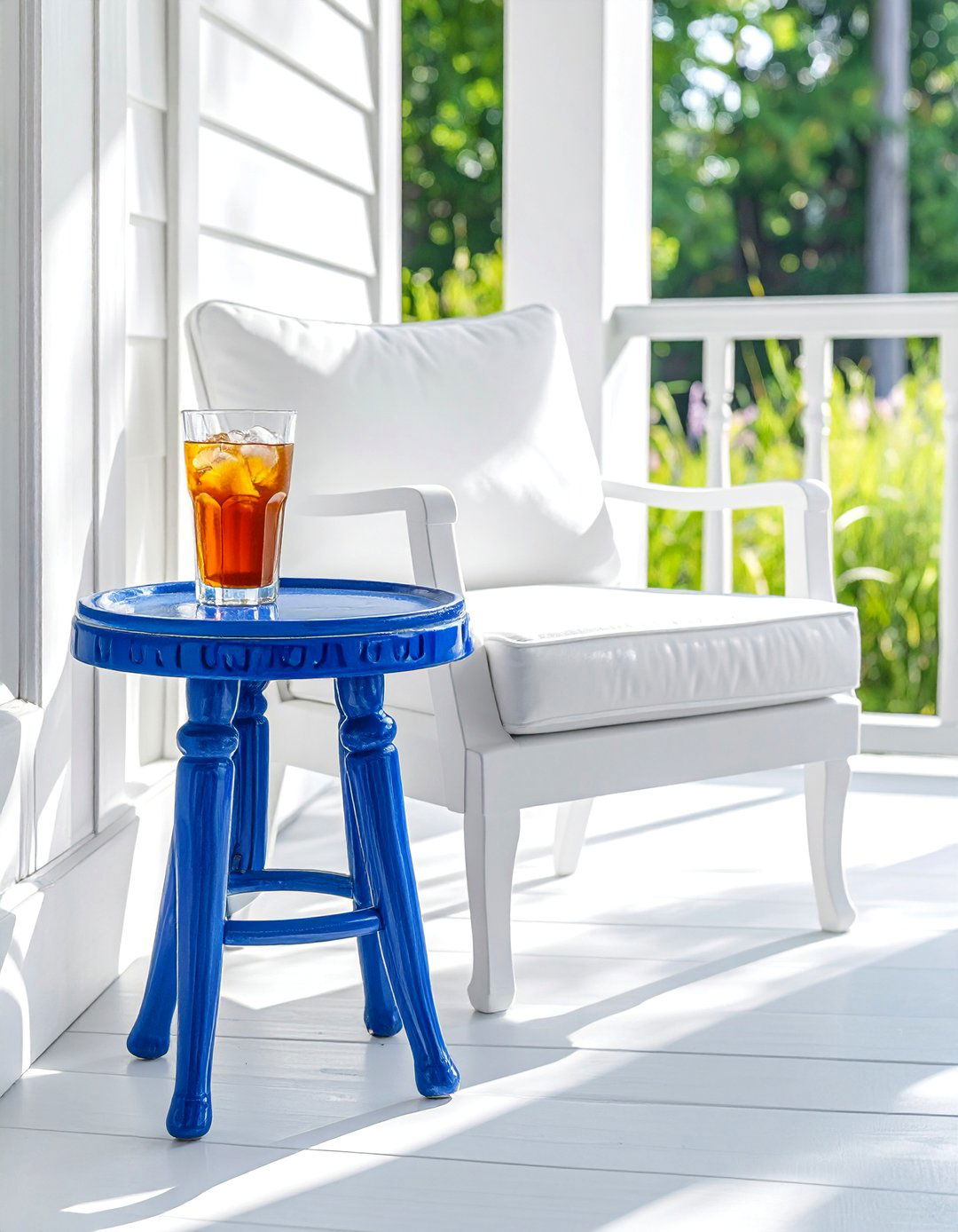 A Decorative Garden Stool as a Side Table - 40 Front Porch Ideas to Welcome Guests in Style