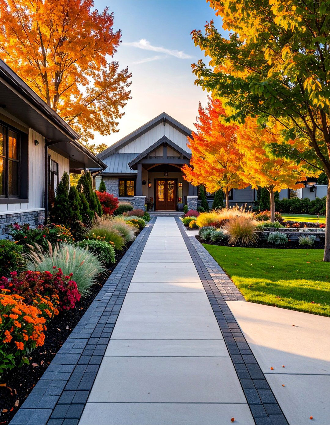 A Defined Pathway Border for a Ranch House - 30 Ranch House Landscaping Ideas for Curb Appeal