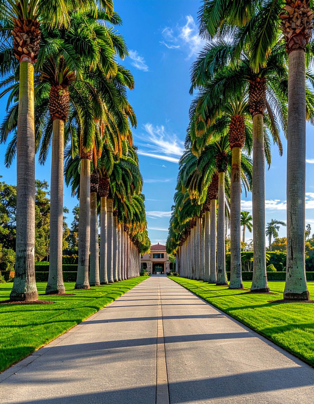 A Dramatic Avenue of Royal Palms - 35 Front Yard Palm Tree Landscape Design Ideas