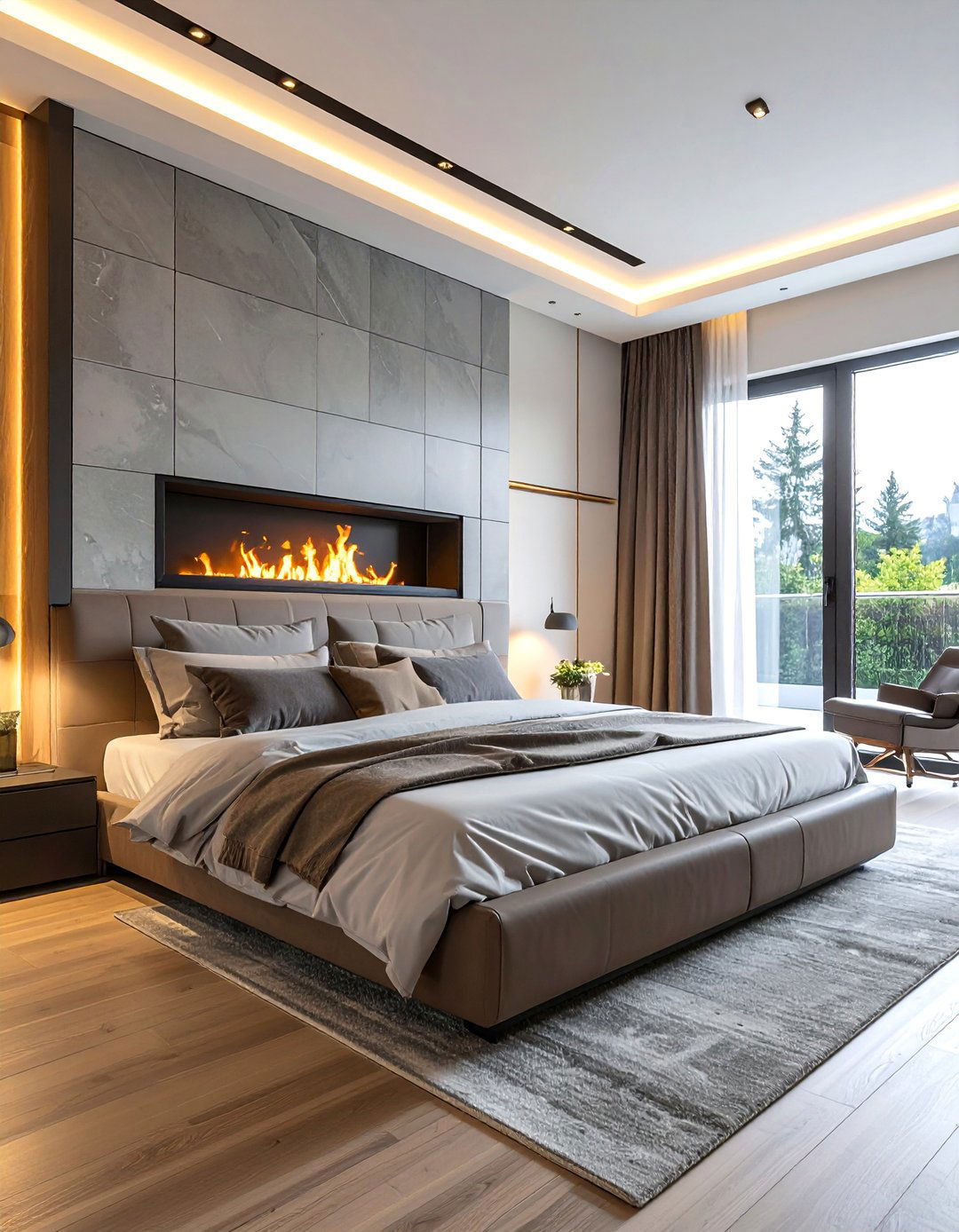 A Faux or Electric Fireplace for Ambiance - 40 Cozy Bedroom Ideas for a Relaxing Retreat
