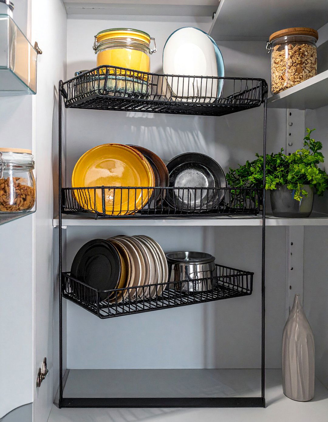 A File Sorter for Pot Lids and Baking Sheets - 30 Small Pantry Ideas for Efficient Storage