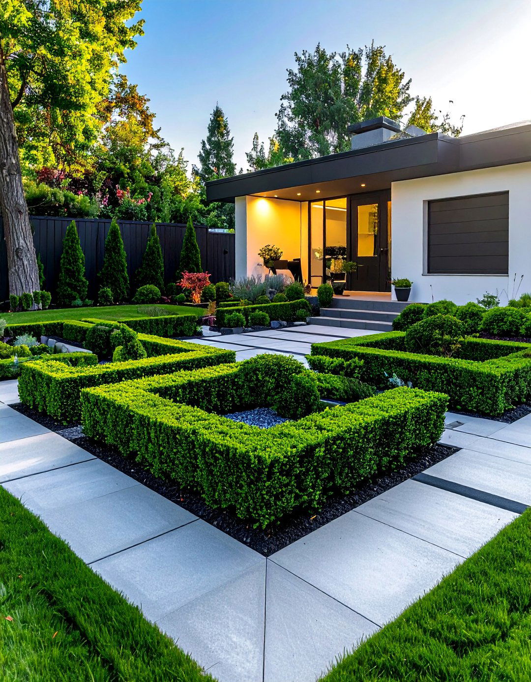 A Geometric Hardscaping and Planting Layout - 40 Small Front Yard Landscaping Ideas to Boost Curb Appeal