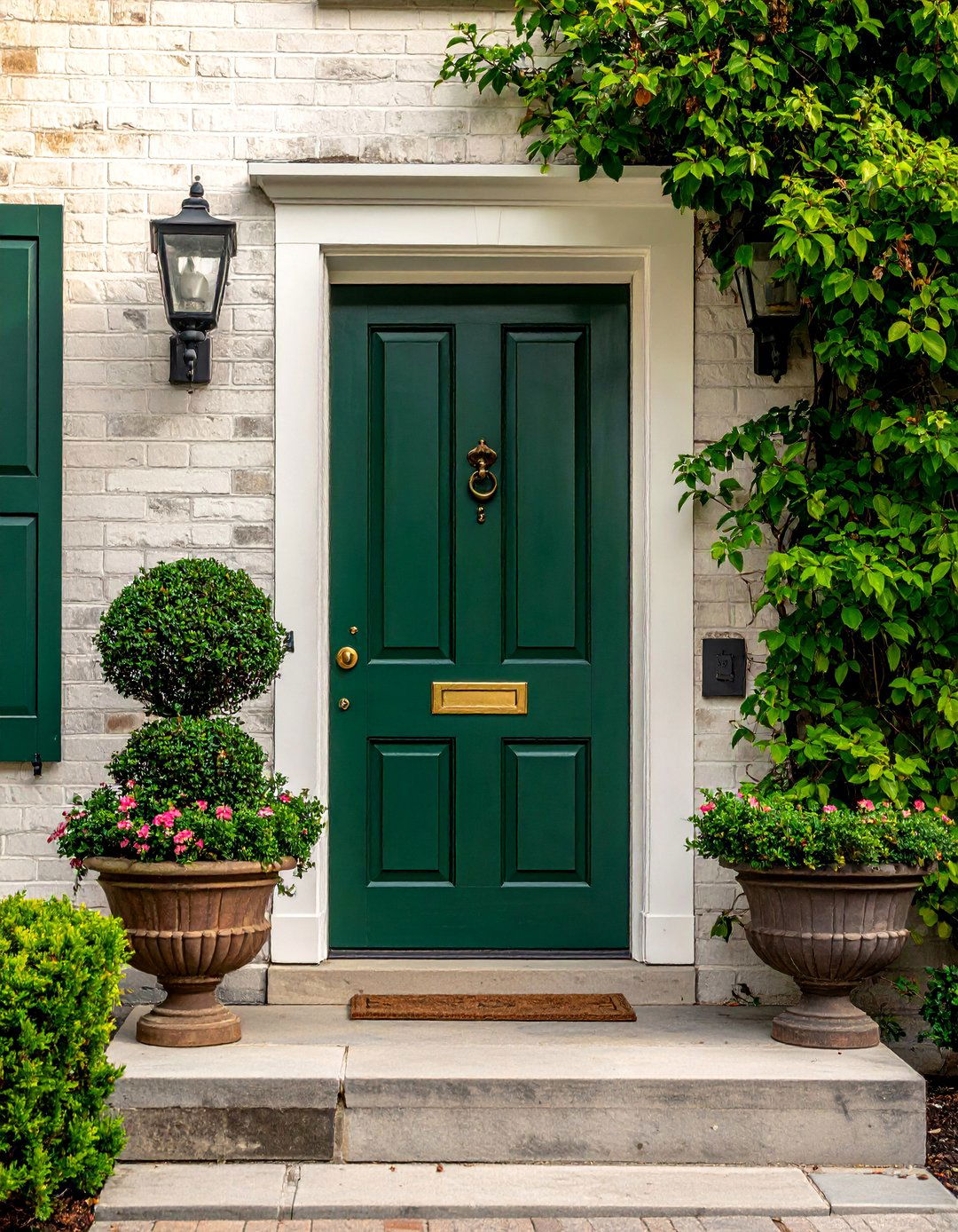 A Historically Inspired Hunter Green Colonial Front Door - 20 Colonial Front Door Ideas for Timeless Curb Appeal