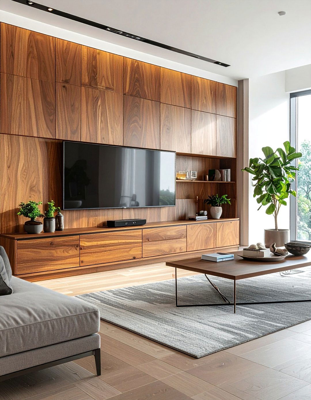 A Media Console with Warm Wood Tones - 40 Living Room Ideas for Cozy Spaces