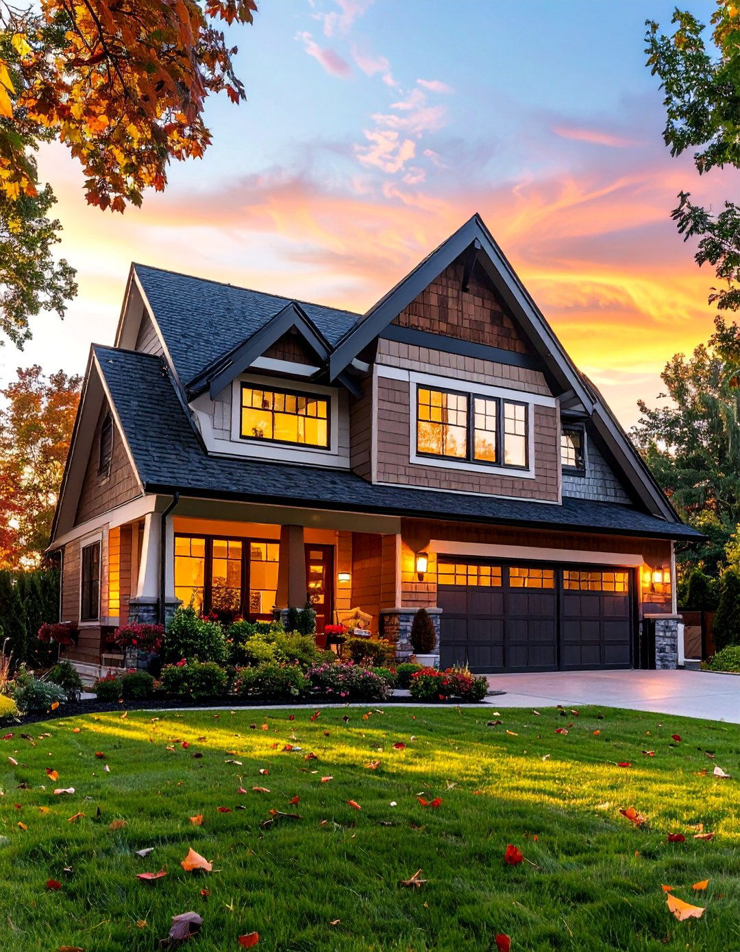 A Mix of Roof Pitches on a Transitional Home Exterior - 30 Transitional Home Exterior Ideas for Modern Appeal