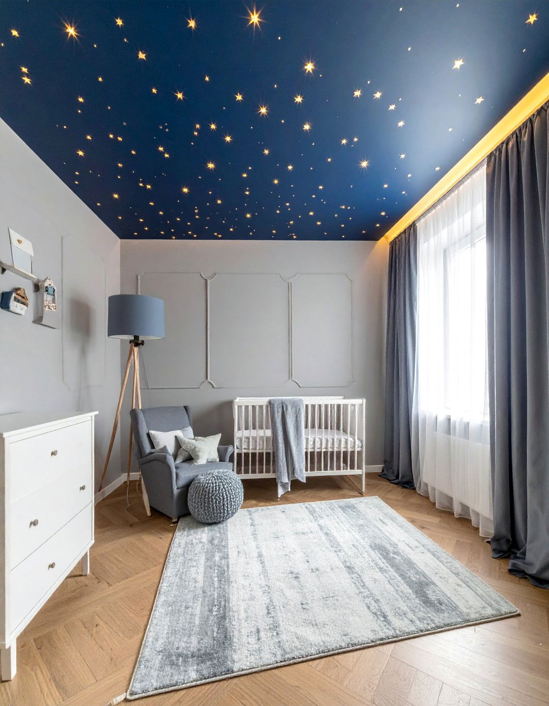 A Nautical Nursery with a Starry Night Sky Ceiling - 25 Nautical Nursery Ideas for a Coastal-Themed Baby Room