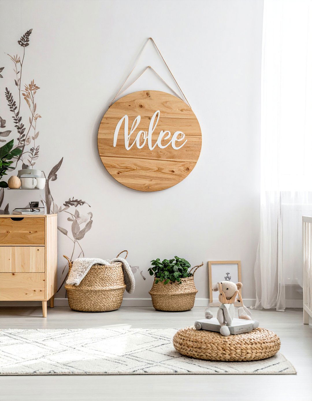 A Personalized Name Sign in a Boho Toddler Room - 20 Boho Toddler Room Ideas for a Chic and Playful Space