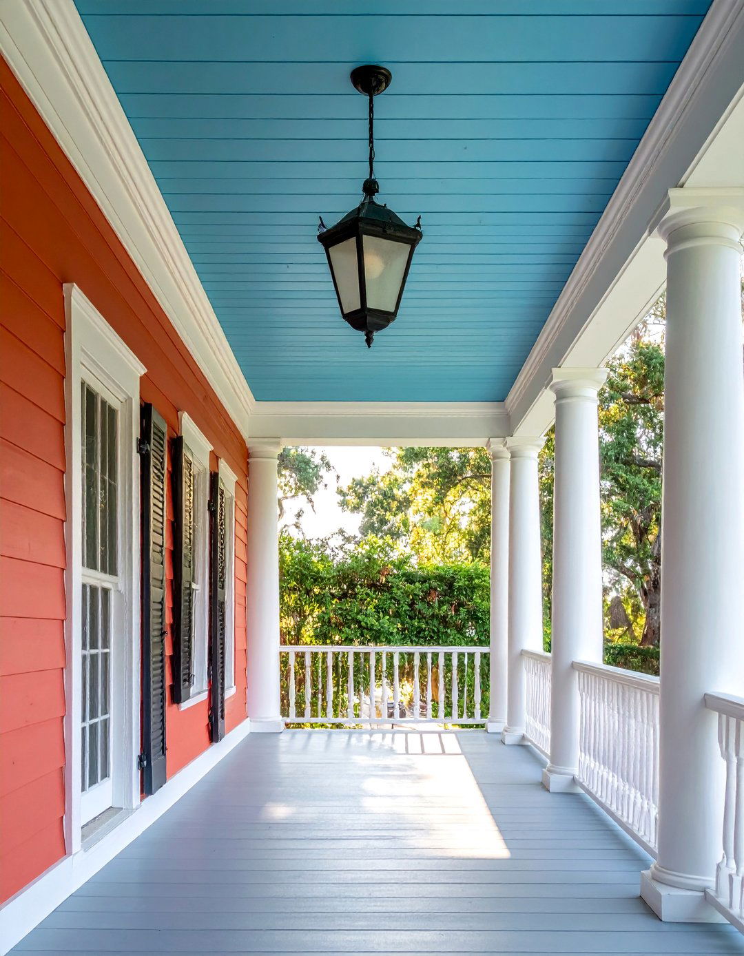 A Porch Ceiling Painted Haint Blue - 40 Front Porch Ideas to Welcome Guests in Style