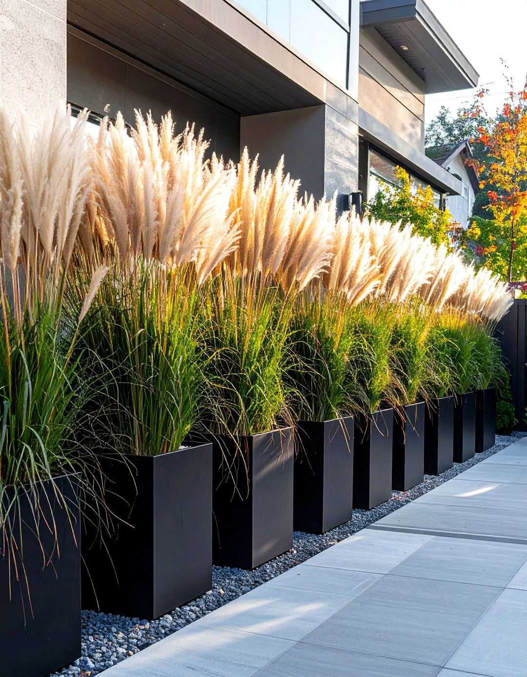 A Privacy Screen with Tall Planters - 40 Small Front Yard Landscaping Ideas to Boost Curb Appeal